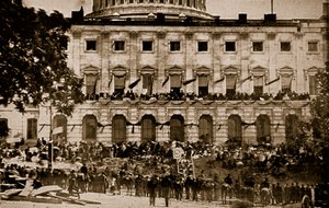 Viendo el regreso de las tropas desde el Capitolio en Washington, 1861-65 de Mathew B. Brady